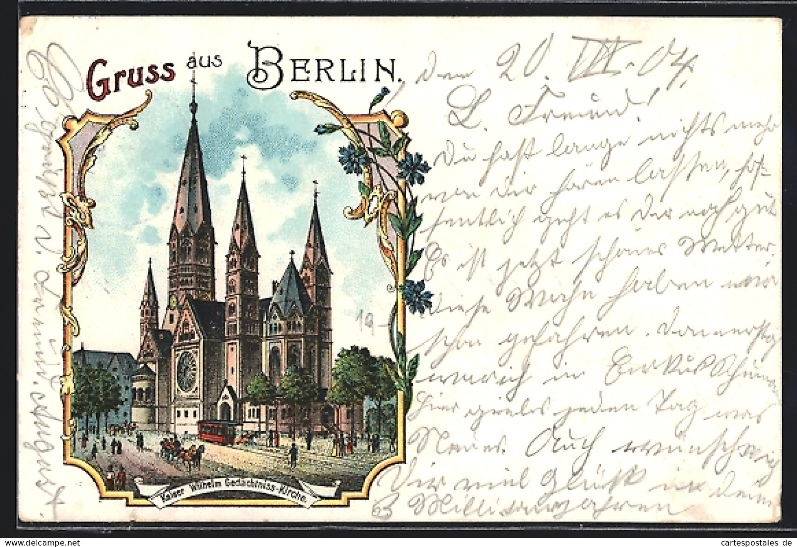 Lithographie Berlin-Charlottenburg, Kaiser Wilhelm Gedächtniskirche, Ornamente  - Charlottenburg