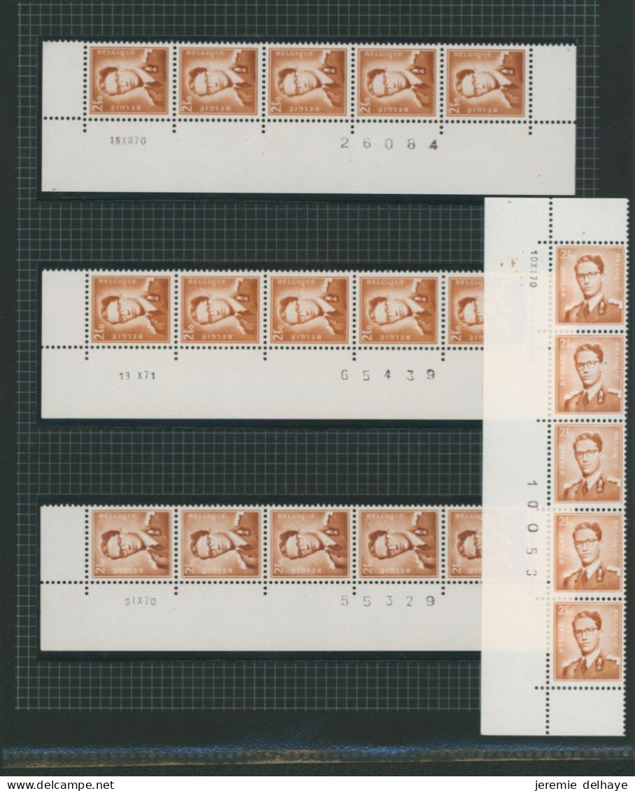 Baudouin à Lunettes - Page De Collection : N°1028** : N° De Planche 1 à 4 + Coin Daté (1970, 5 X) + Lettre - 1953-1972 Brillen