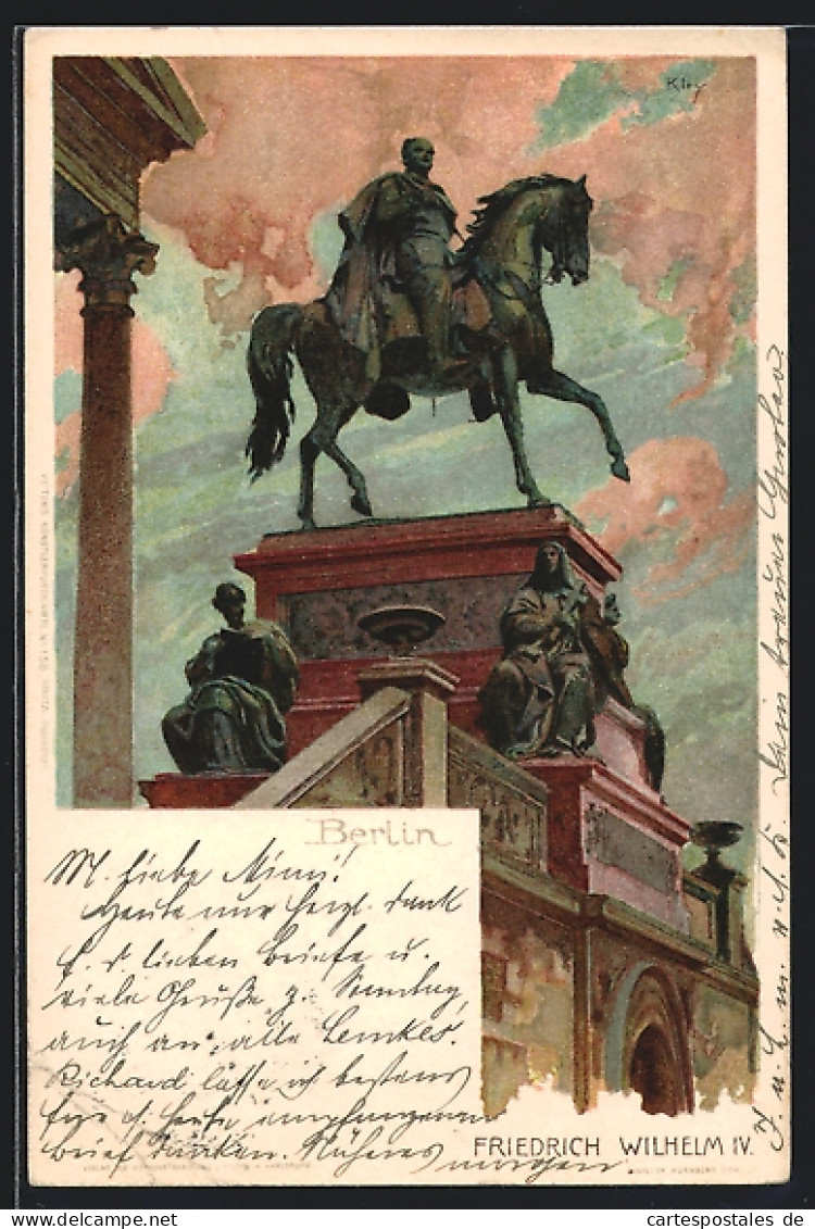 Künstler-AK Heinrich Kley: Berlin, Denkmal Friedrich Wilhelm IV.  - Kley