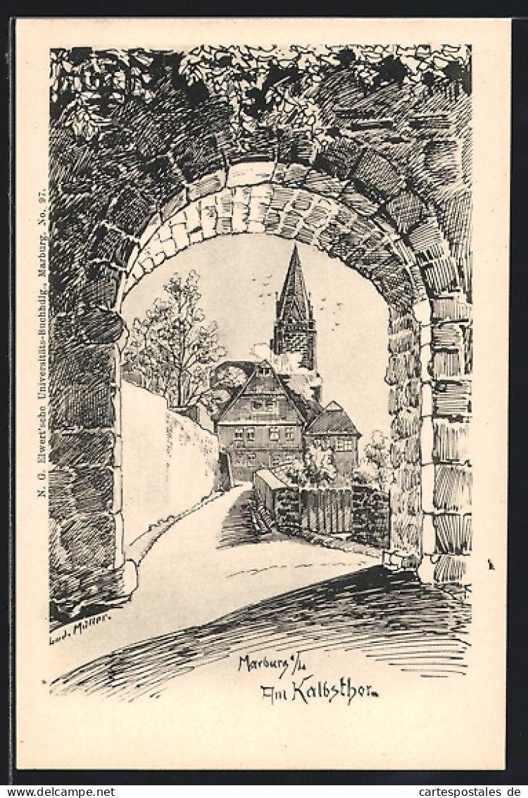 Künstler-AK Marburg A. L., Am Kalbsthor  - Marburg