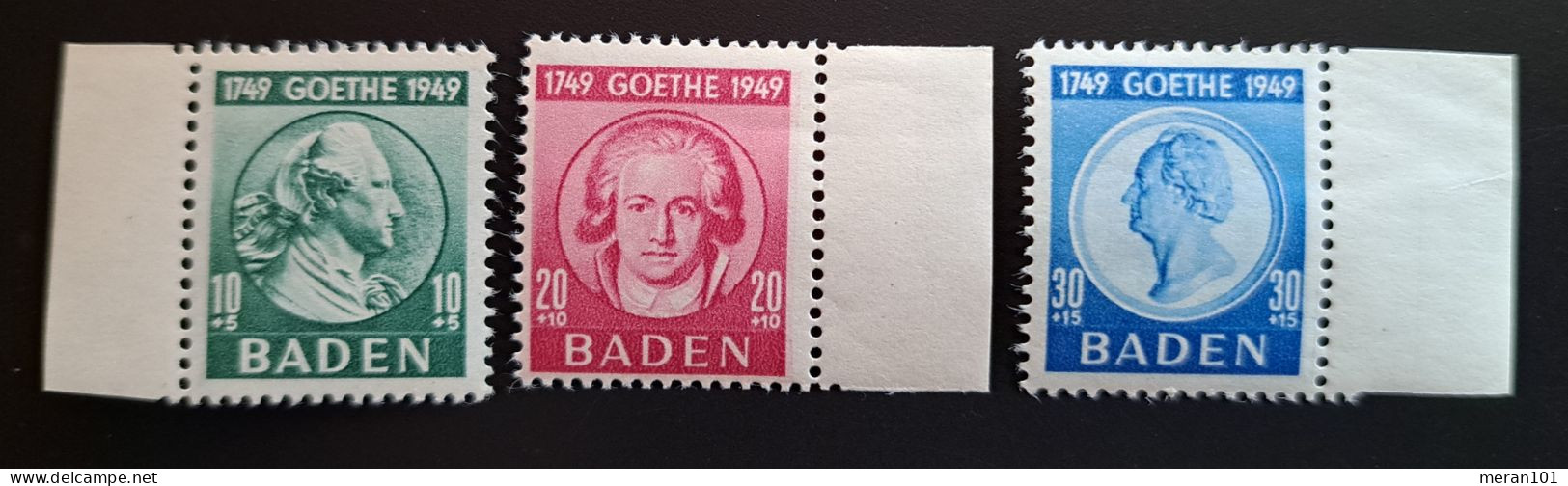 Baden Mi 47-49 MNH(postfrisch) Goethe - Baden