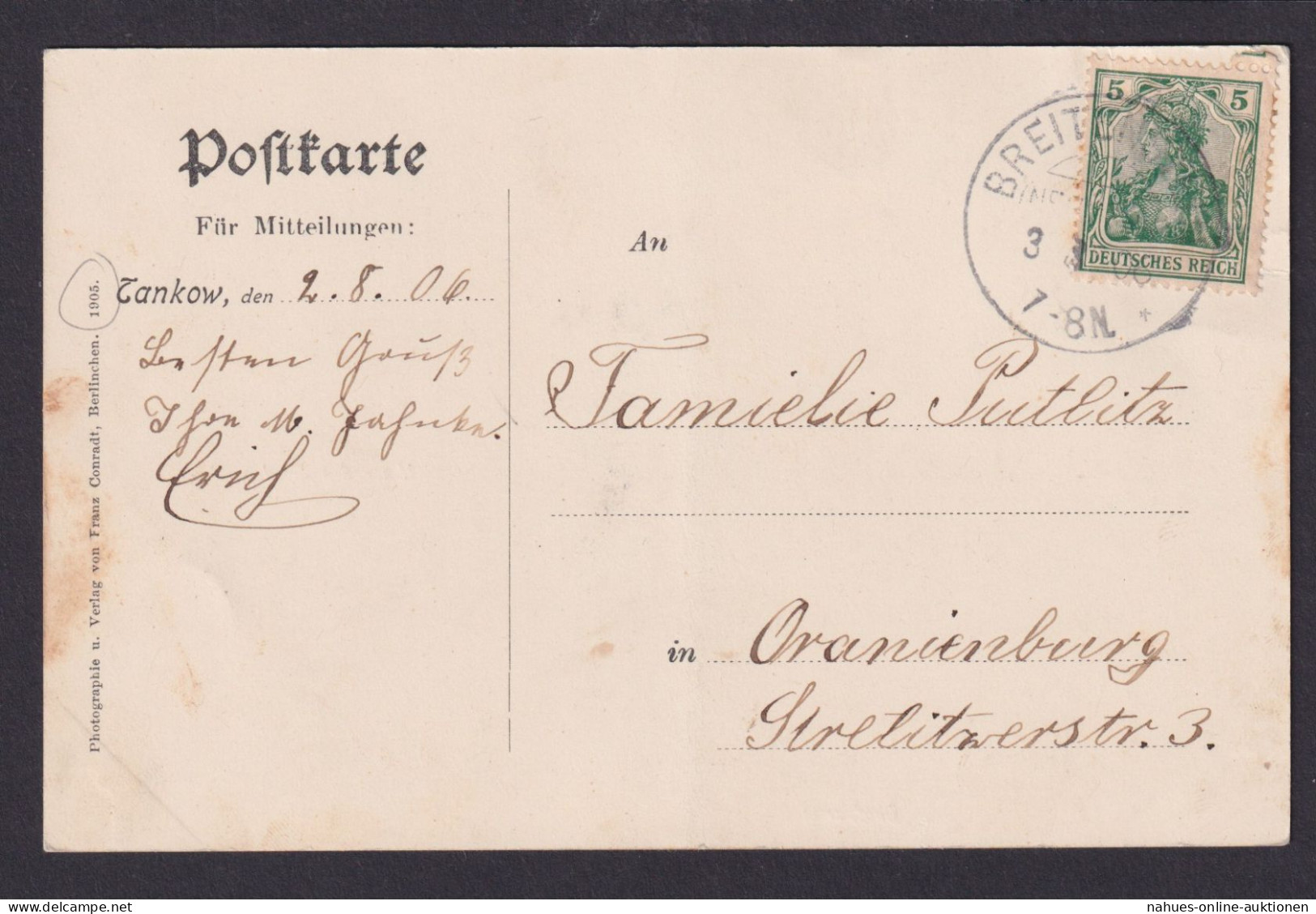 Jugendstil Tankow Brandenburg Ansichtskarte Deutsches Reich Oranienburg - Other & Unclassified