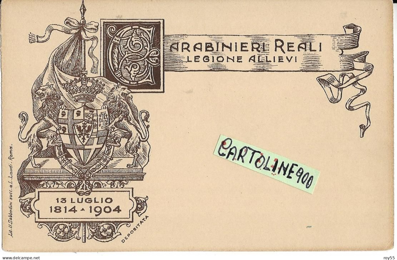 Militare Militari Carabinieri Reali Legione Allievi Cartolina Militare (f.piccolo/v.retro) - Régiments