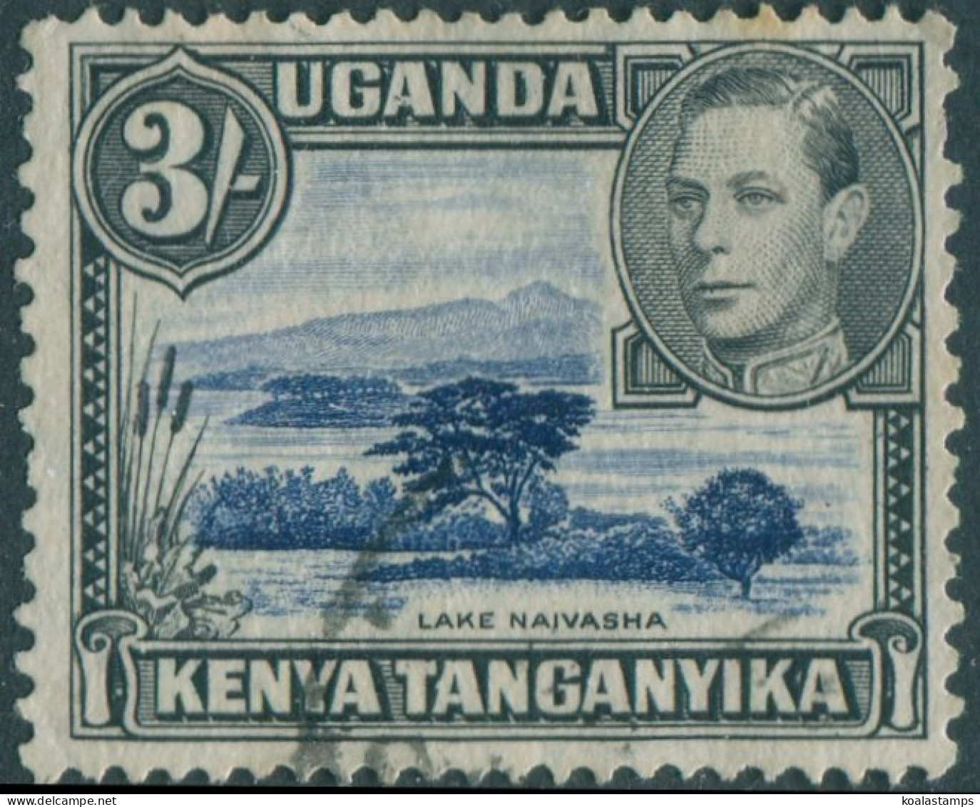 Kenya Uganda And Tanganyika 1938 SG147 3s Dull Ultramarine And Black KGVI #2 FU - Kenya, Uganda & Tanganyika