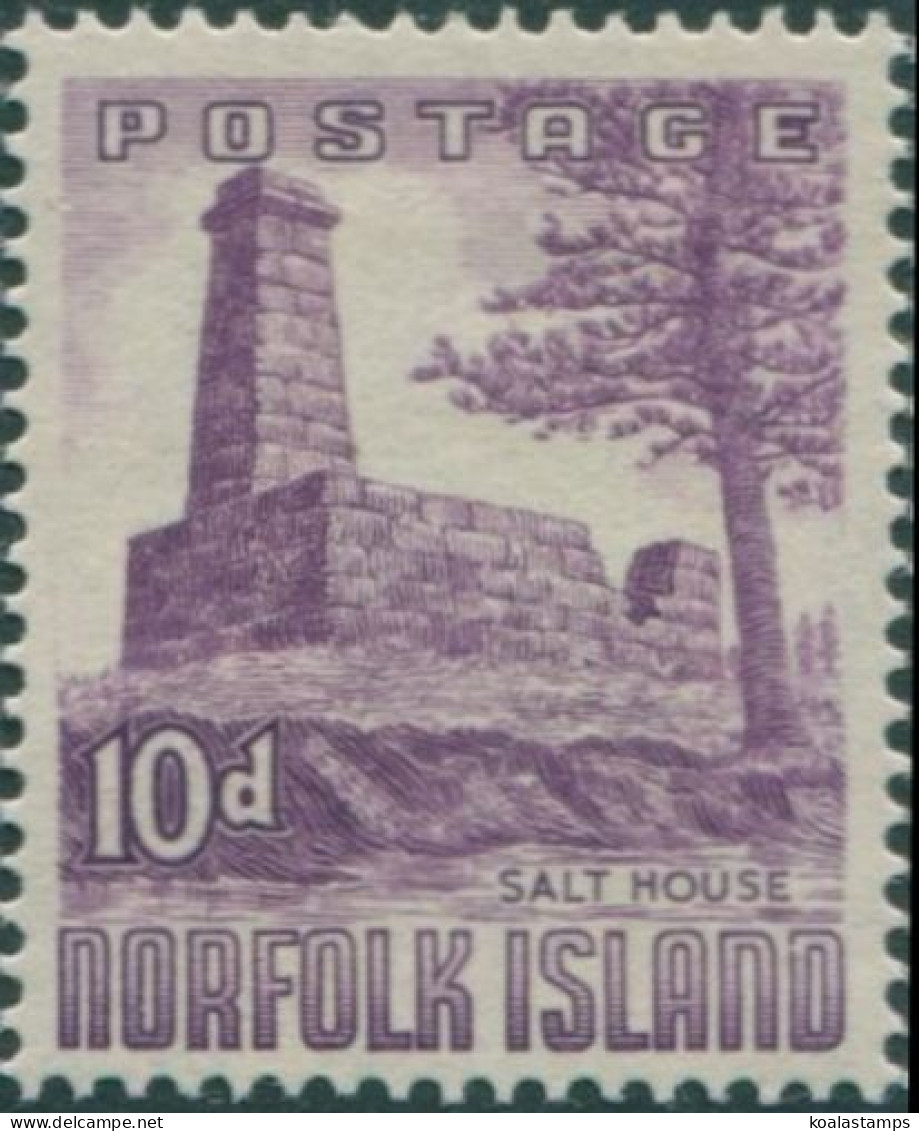 Norfolk Island 1953 SG17 10d Violet Salt House MLH - Norfolkinsel
