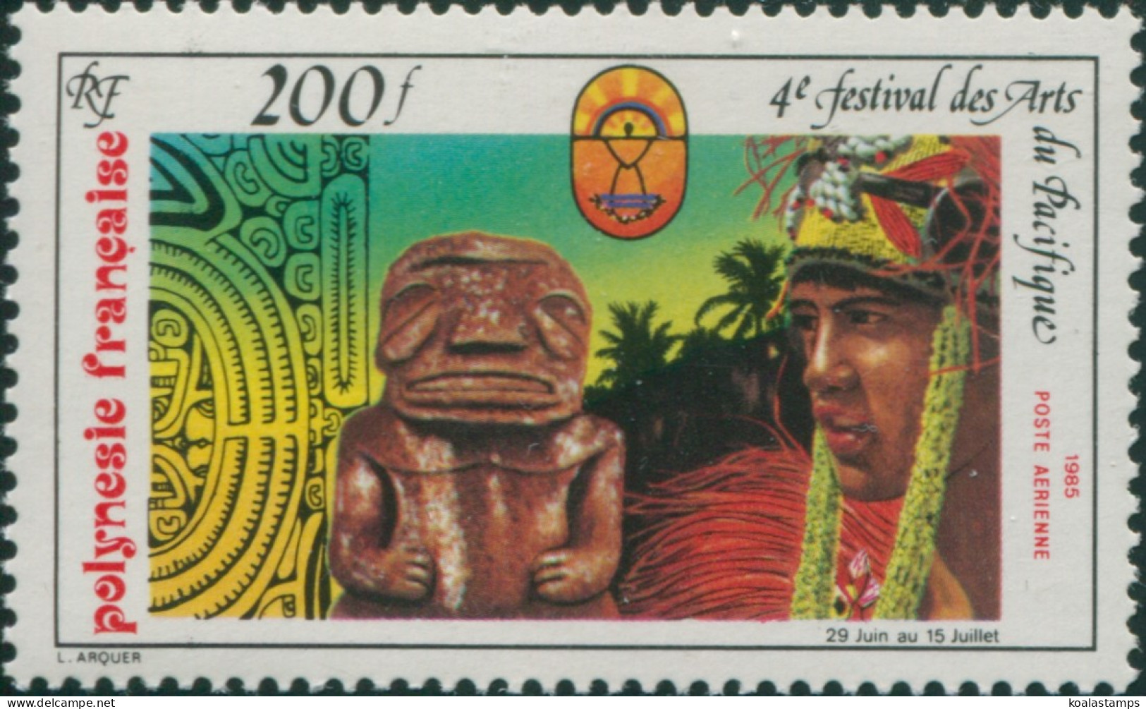 French Polynesia 1985 Sc#C213,SG453 200f Arts Festival Papeete MLH - Otros & Sin Clasificación