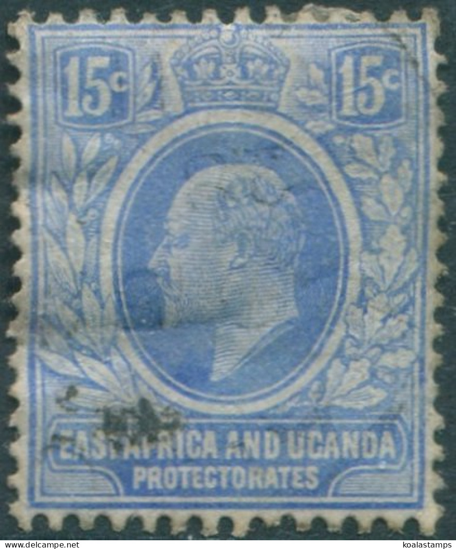 Kenya Uganda And Tanganyika 1907 SG39 15c Bright Blue KEVII FU (amd) - Kenya, Uganda & Tanganyika