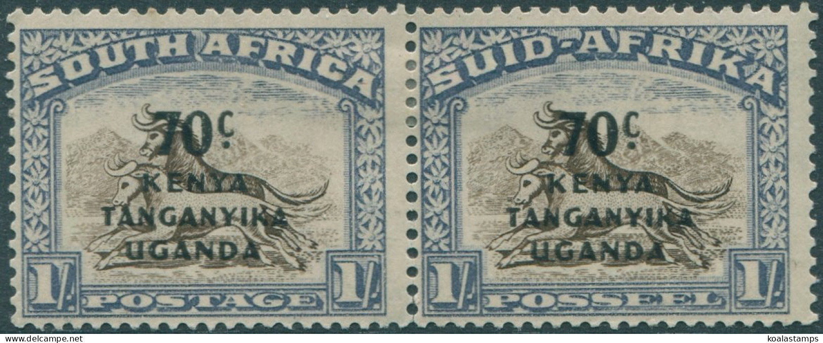 Kenya Uganda And Tanganyika 1941 SG154 70c Ovpt On 1s Brown And Blue SA Pair MH - Kenya, Oeganda & Tanganyika
