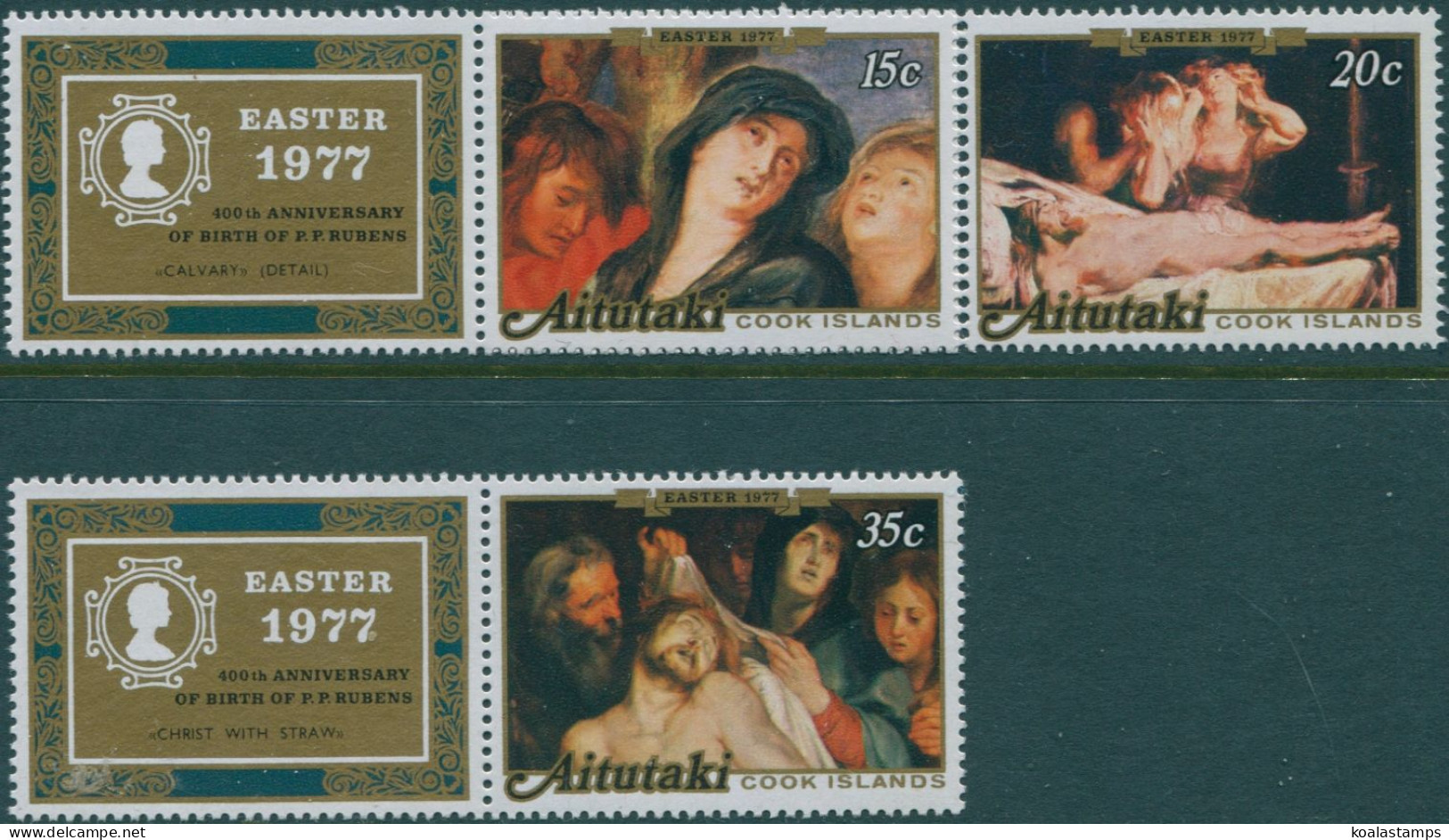 Aitutaki 1977 SG221-223 Easter Set With Tabs MNH - Cook