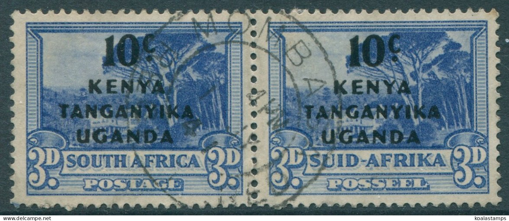 Kenya Uganda And Tanganyika 1941 SG152 10c Ovpt On 3d Ultramarine SA Pair FU (am - Kenya, Uganda & Tanganyika