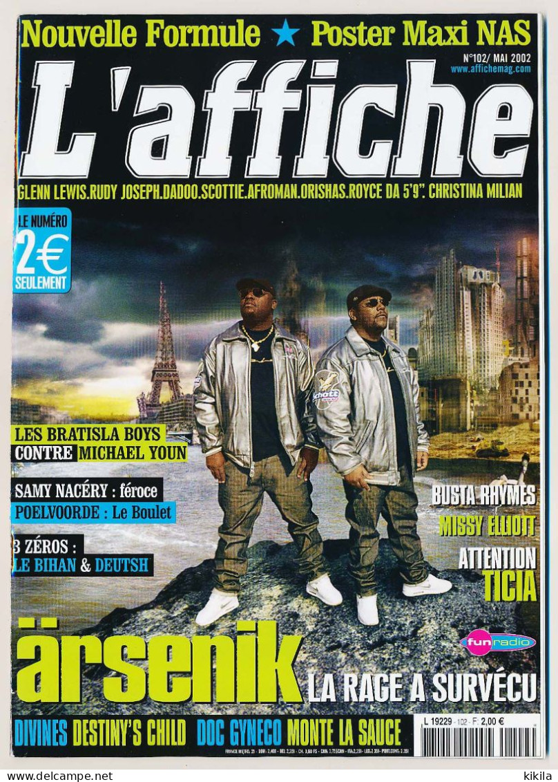 Journal Revue L'AFFICHE N° 102 Mai 2002 Nouvelle Formule  Bratisla Boys / Michael Youn  Samy Naceri  Poelvoorde  Busta * - Musique