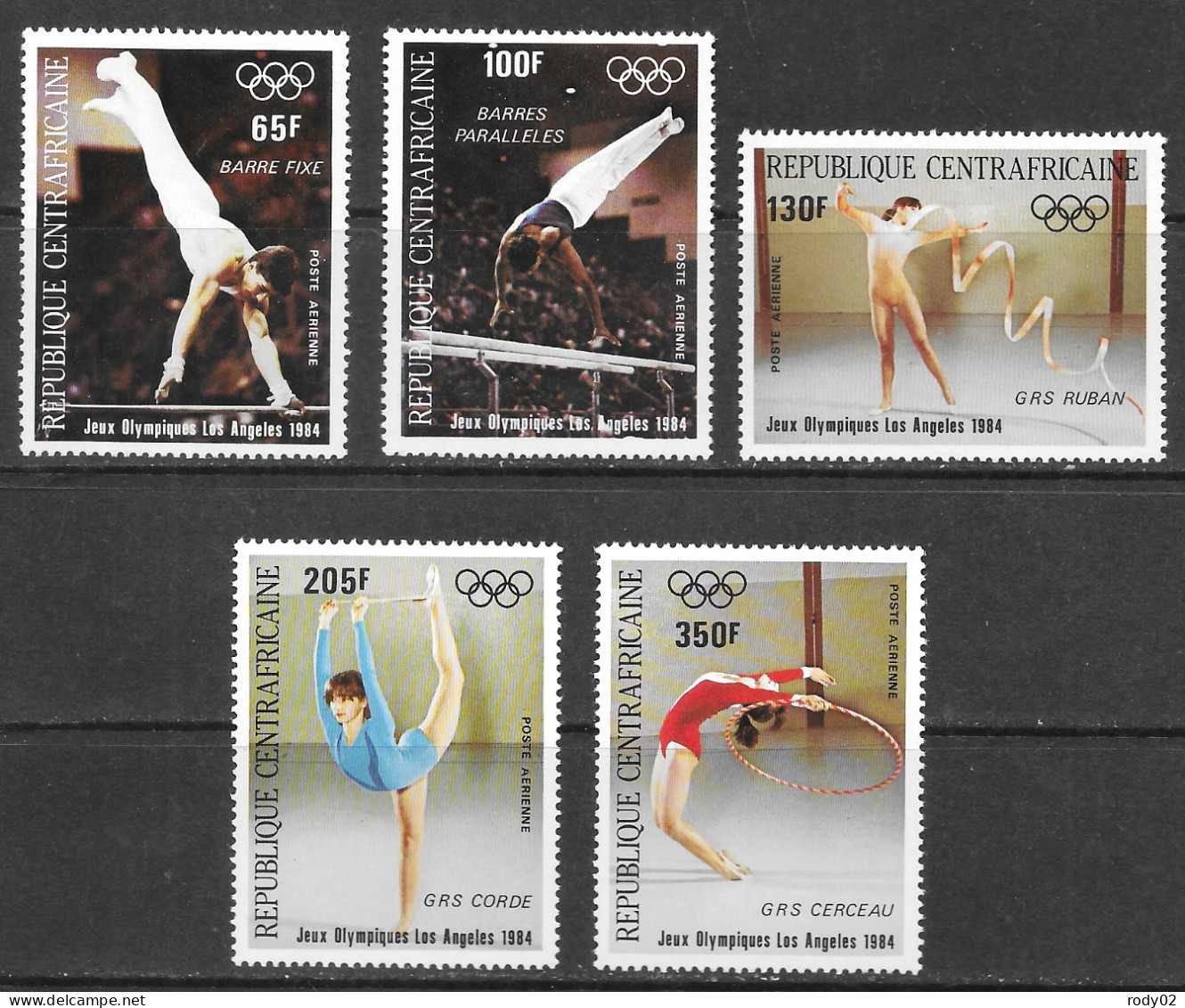 CENTRAFRIQUE - JEUX OLYMPIQUES DE LOS ANGELES EN 1984 - PA 298 A 302 - NEUF** MNH - Ete 1984: Los Angeles