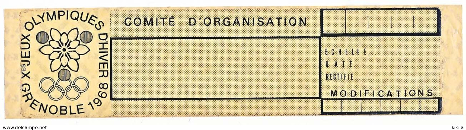 Autocollant Du COMITE D'ORGANISATION Des X° Jeux Olympiques D'Hiver De GRENOBLE 1968 Olympic Games 68  Plans - Otros & Sin Clasificación