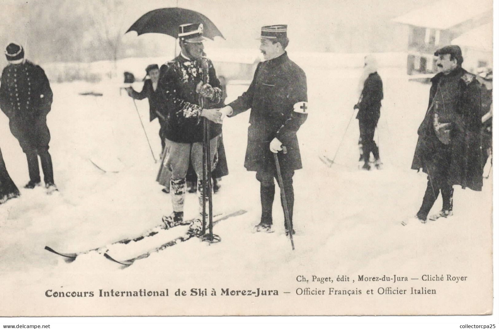 Concours International De Ski à Morez Jura - Officier Français Et Officier Italien ( Croix Rouge ) - Morez