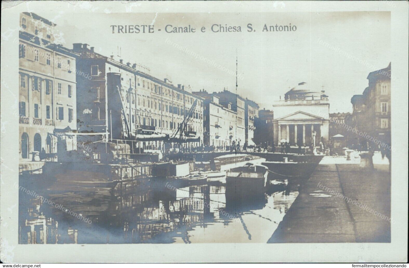 Bu614 Cartolina Fotografica Trieste Citta'  Canale E Chiesa S.antonio Friuli - Trieste