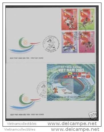 FDC Vietnam Viet Nam 2003 : Welcome To The 22nd South East Asia Games / Football / Wrestling (Ms909) - Vietnam