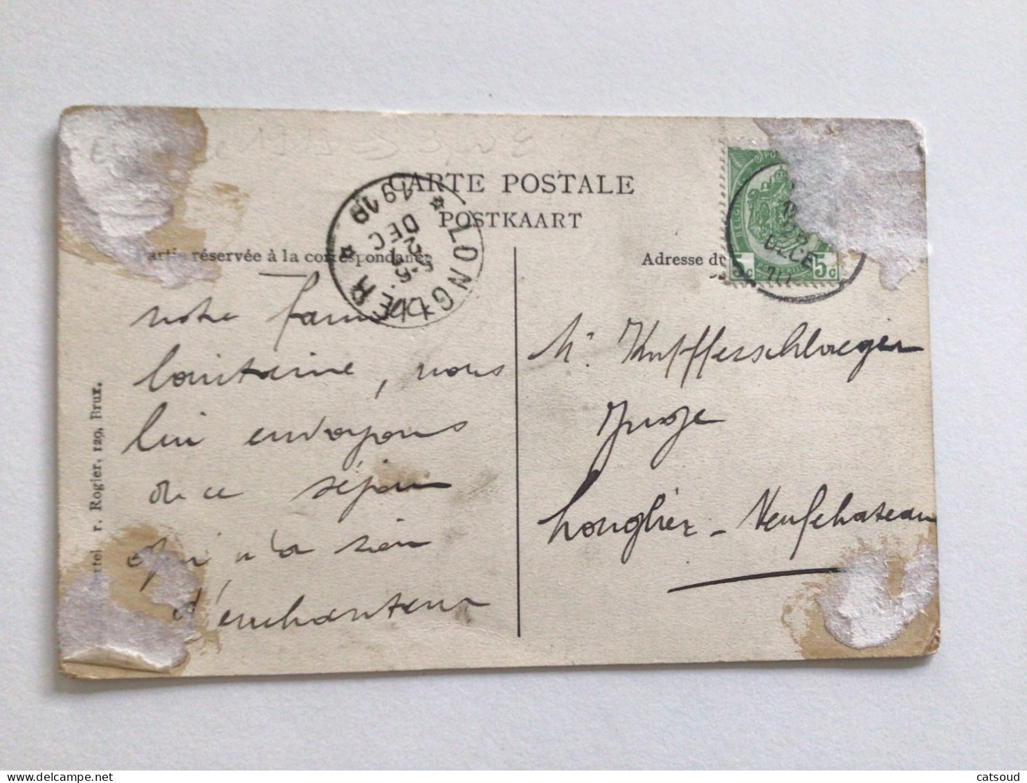 Carte Postale Ancienne (1910)  ATH Intérieur De L’Hôtel De Ville Salle Des Pas-Perdus - Ath