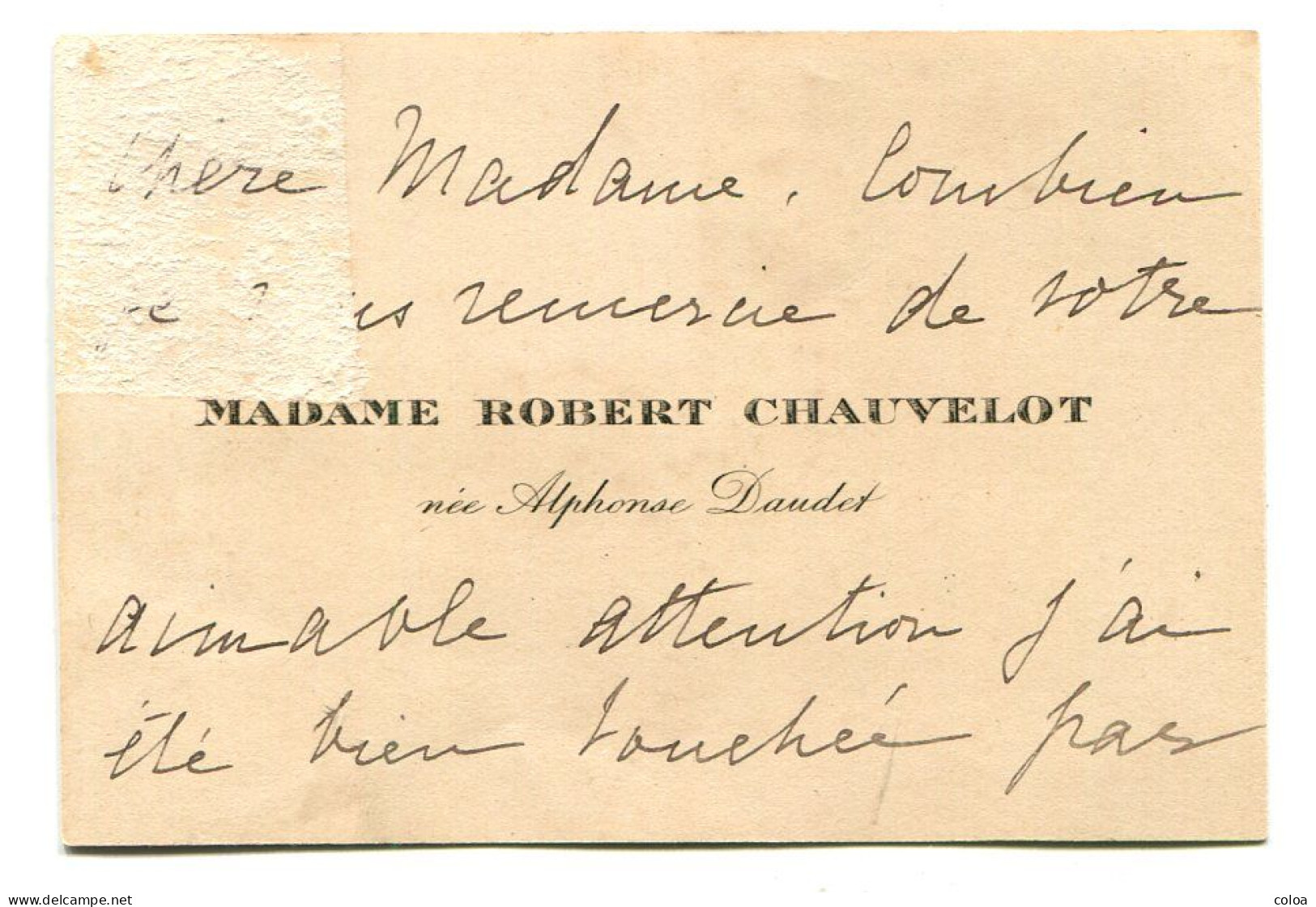 Carte De Visite Madame Robert CHAUVELOT - Cartes De Visite