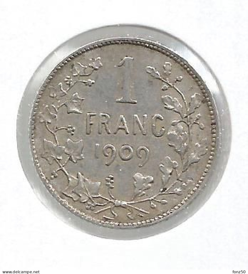 LEOPOLD II * 1 Frank 1909 Frans  Zonder Punt * Prachtig * Nr 12882 - 1 Franc