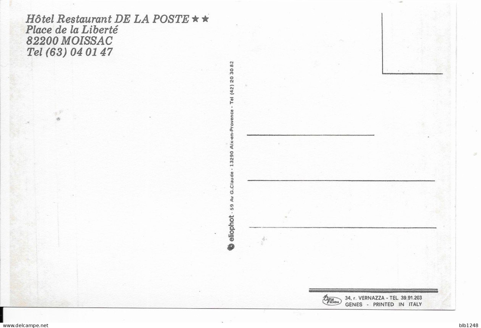 [XX 82] Tarn Et Garonne > Moissac Hotel Restaurant De La Poste - Moissac