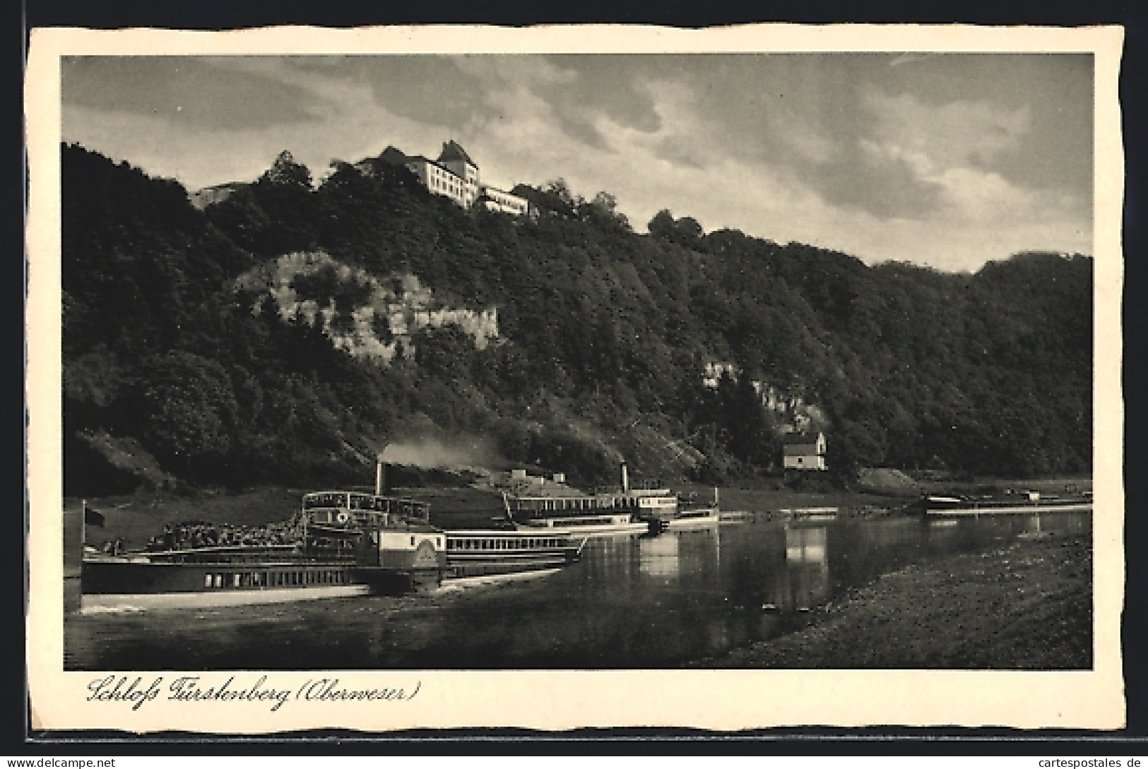 AK Fürstenberg (Oberweser), Dampfer Mit Schloss Im Hintergrund  - Fürstenberg