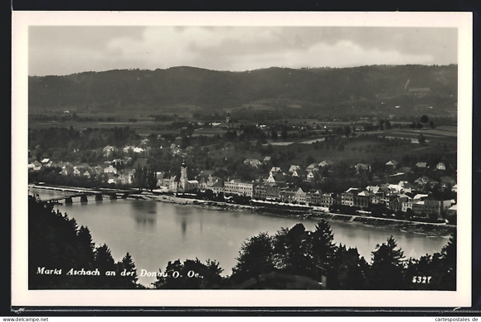 AK Aschach An Der Donau, Totalansicht Mit Brücke  - Autres & Non Classés