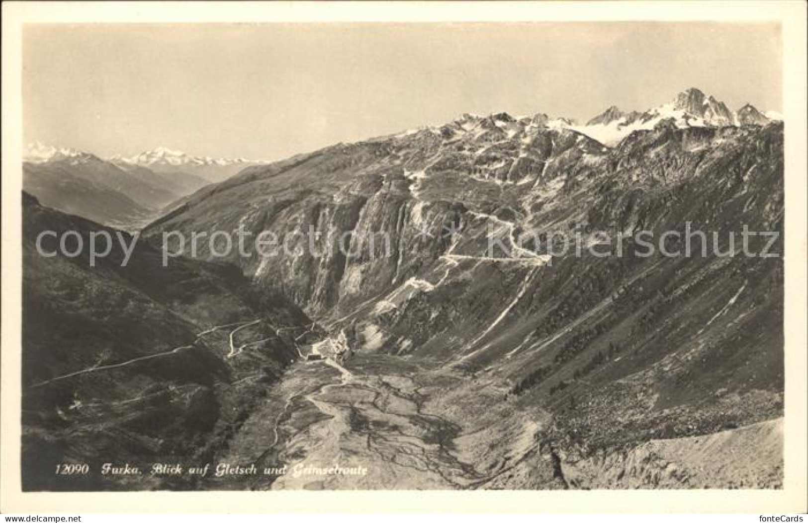 12045932 Furka Blick Auf Gletsch Und Grimselroute Gebirgspass Alpenpanorama Furk - Other & Unclassified