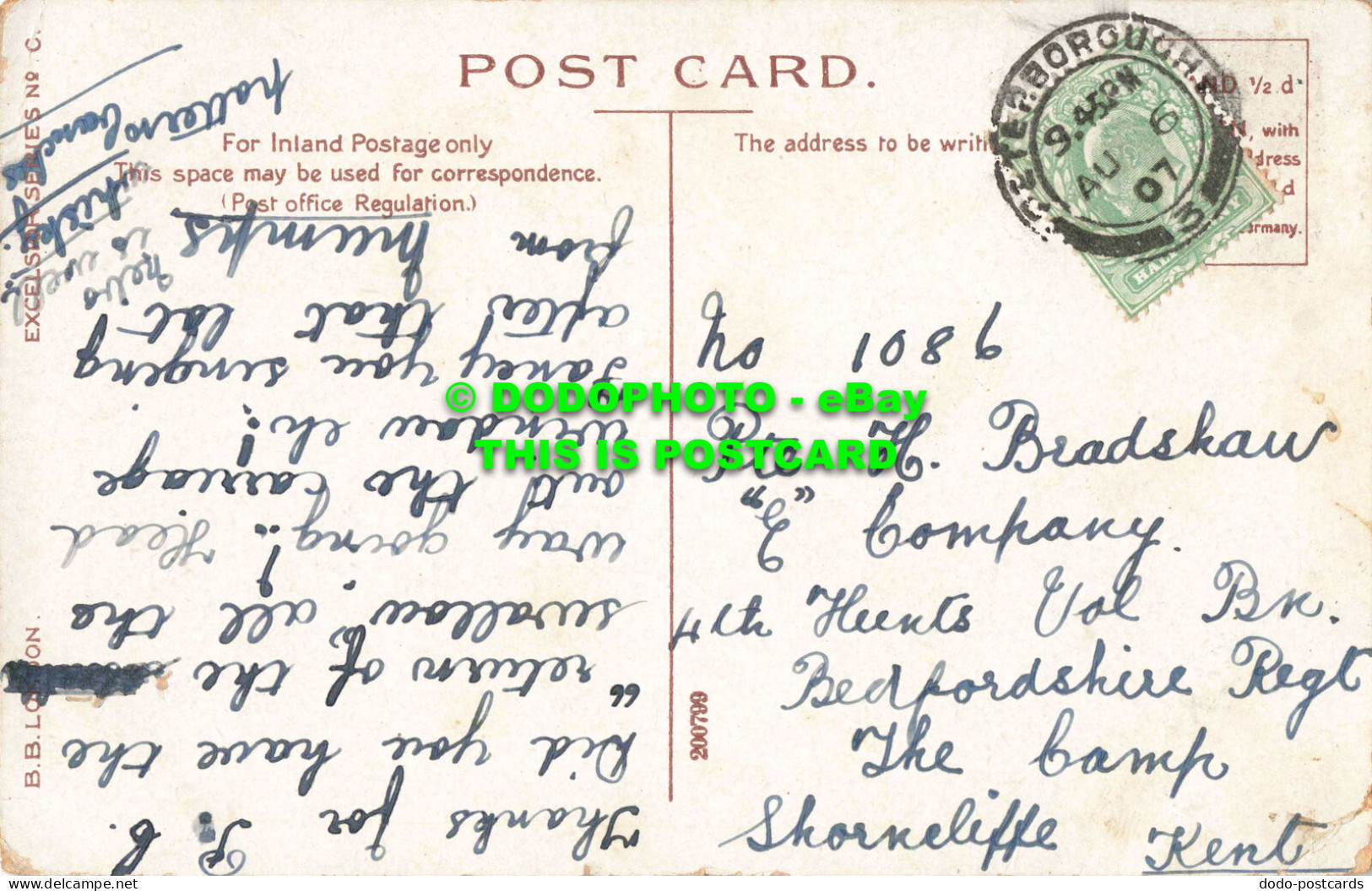 R558315 Sands. Bournemouth. B. B. London. Excelsior Series No C. 1907 - Andere & Zonder Classificatie