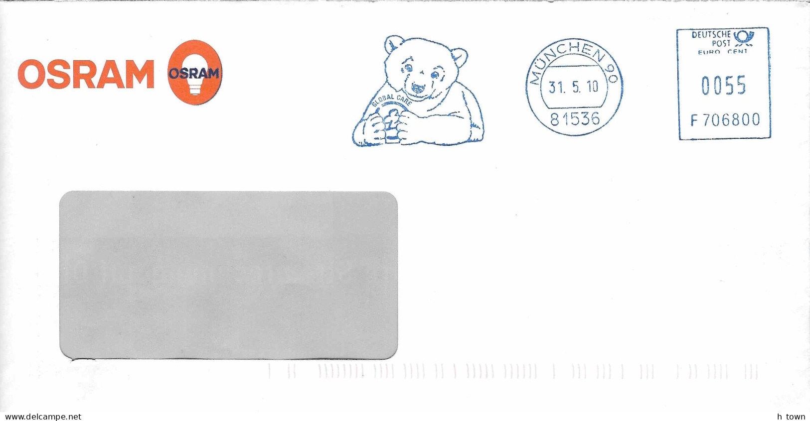 326  Ours: Ema D'Allemagne, 2010 - Bear, Light Meter Stamp From München, Germany. Osram - Osos