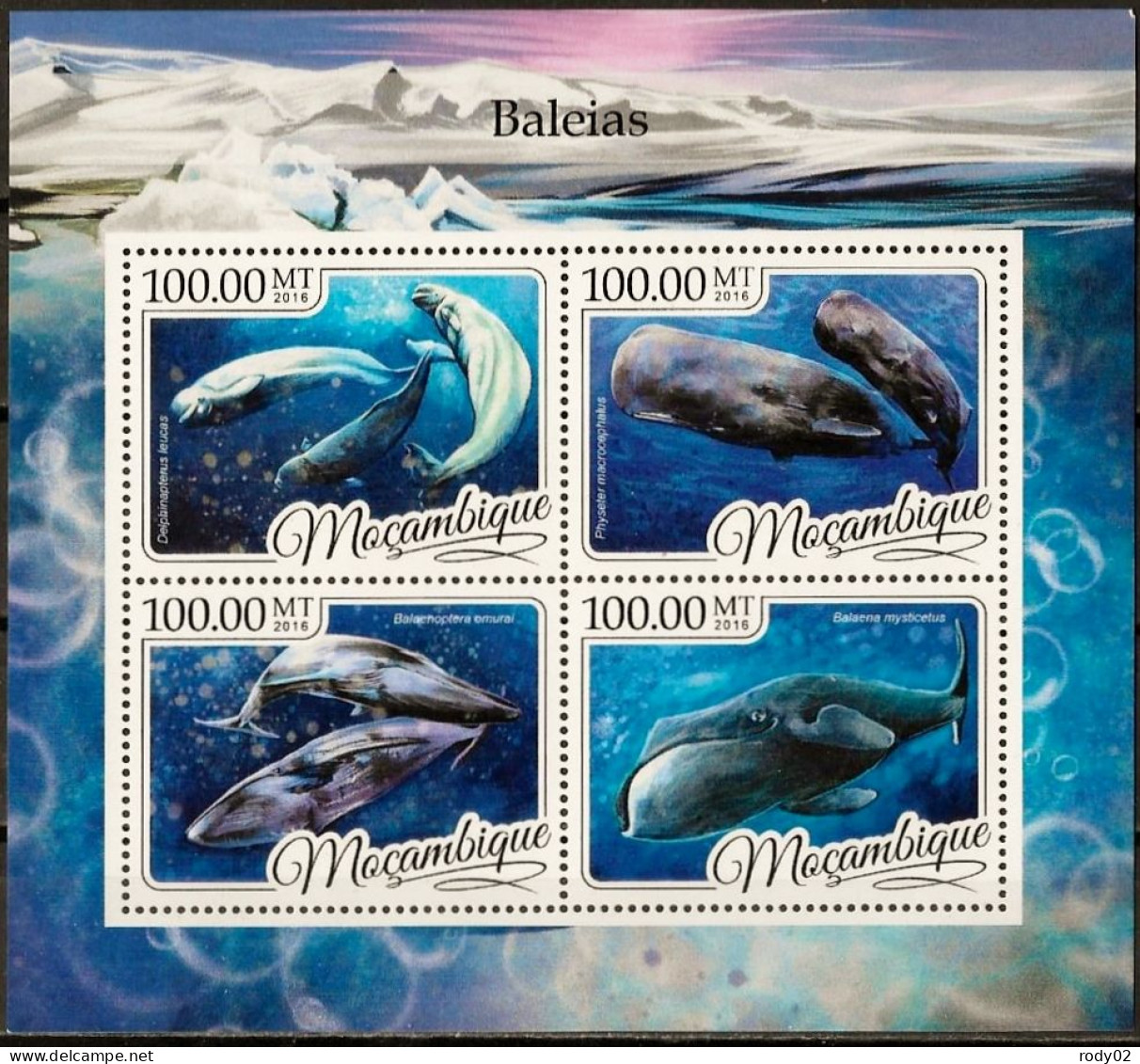 MOZAMBIQUE - BALEINES - N° 7306 A 7309 ET BF 1153 - NEUF** MNH - Balene