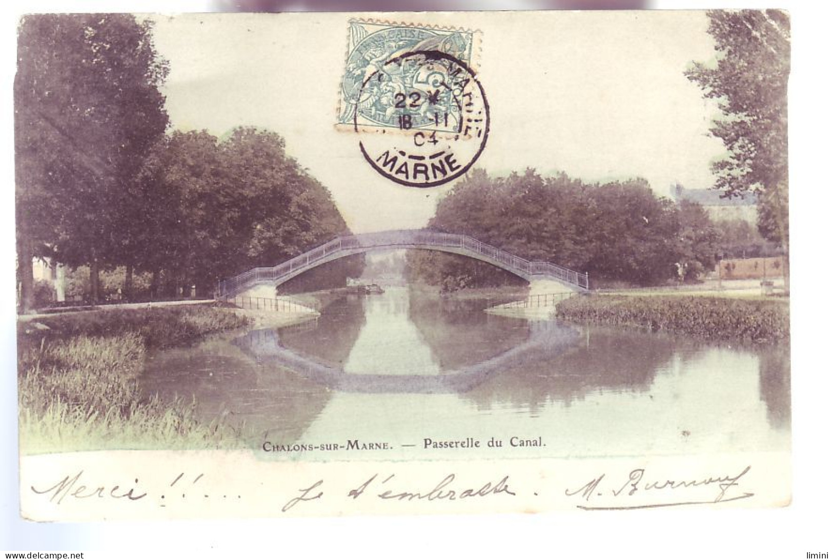 51 - CHALONS-sur-MARNE - PASSERELLE DU CANAL - COLORISÉE -  - Châlons-sur-Marne