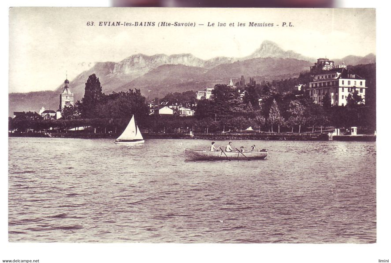 74 - EVIAN-les-BAINS - LE LAC ET LES MEMISES - PROMENADE EN BARQUE - ANIMÉE -  - Evian-les-Bains