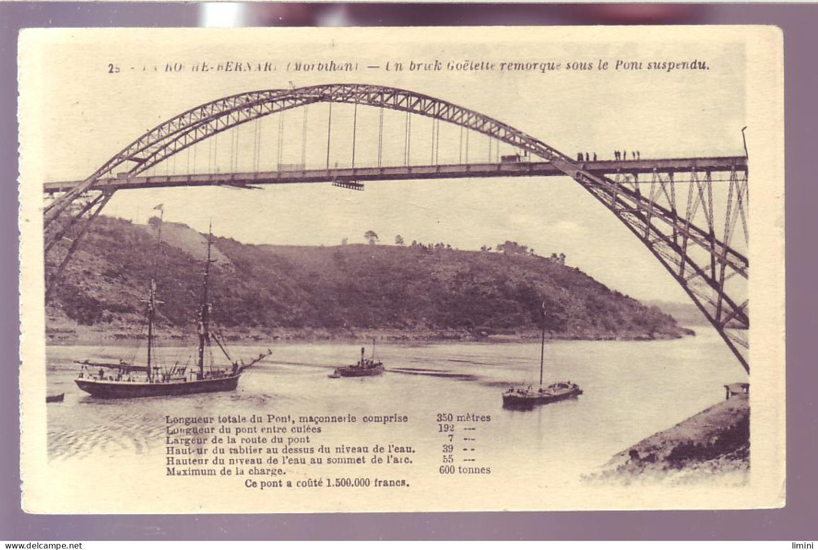 56 - LA ROCHE-BERNARD - UN BRICK GOËLETTE REMORQUE SOUS LE PONT SUSPENDU -  - La Roche-Bernard