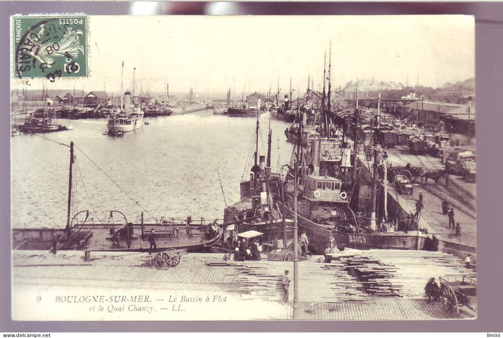 62 - BOULOGNE-sur-MER - LE BASSIN A FLOT ET LE QUAI CHANZY - ANIMÉE -  - Boulogne Sur Mer