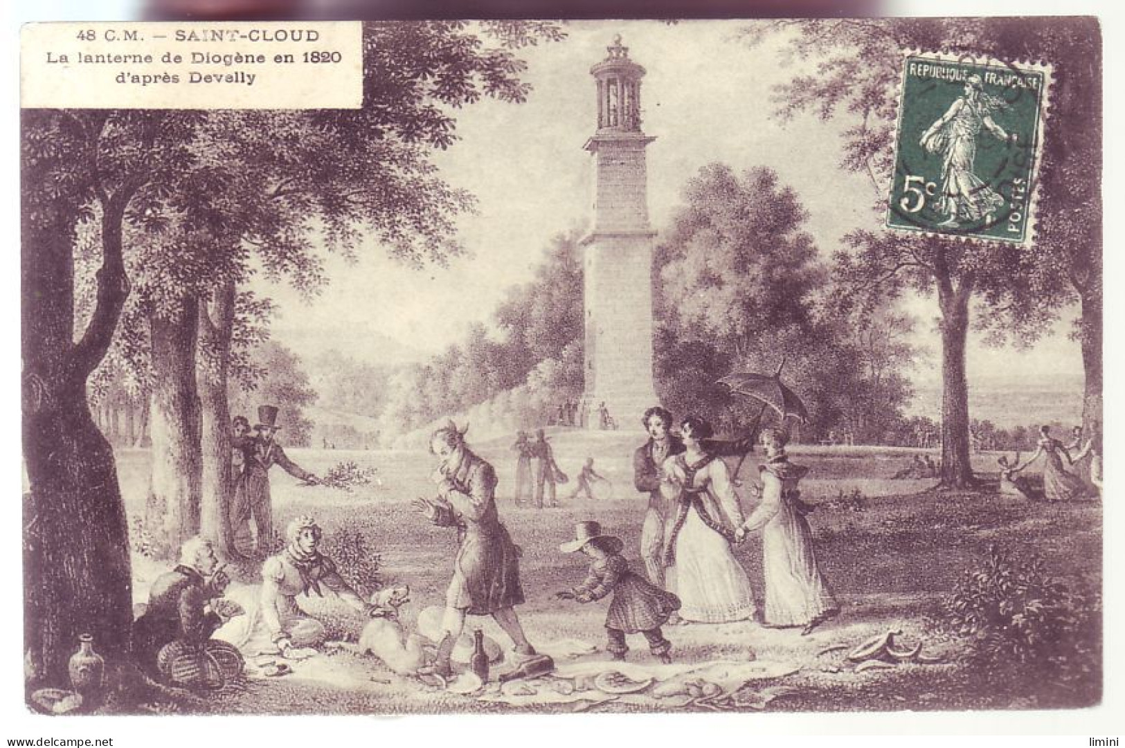 92 - SAINT-CLOUD - CARTE ILLUSTRÉE - LA LANTERNE DE DIOGENE EN 1820 - ANIMÉE -  - Saint Cloud