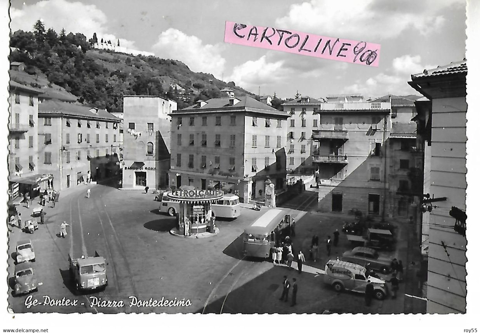 Liguria-genova-pontedecimo Frazione Di Genova Ge Pontex Piazza Pontedecimo Veduta Fermata Autocorriera Auto Animatissima - Sonstige & Ohne Zuordnung