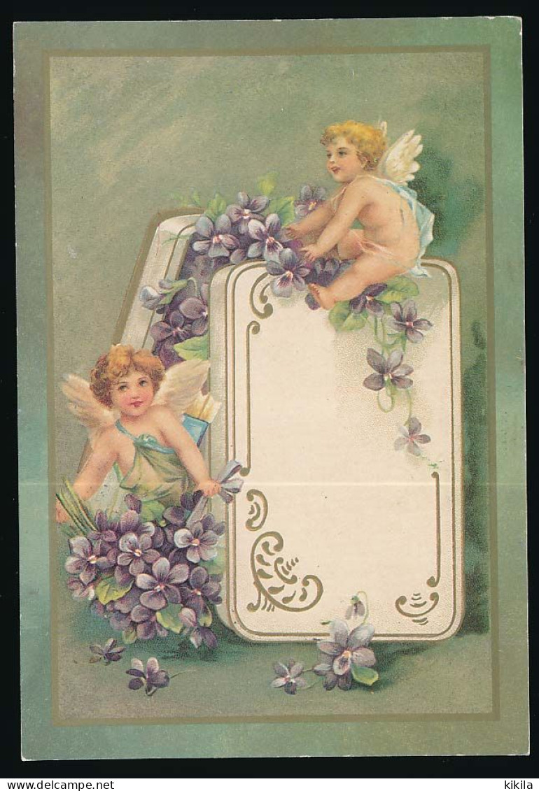 CPSM / CPM 10.5 X 15 "Passe-partout" "Fantaisies 1900"  Angelots Cartes à Jouer Myosotis Fleurs - Angels