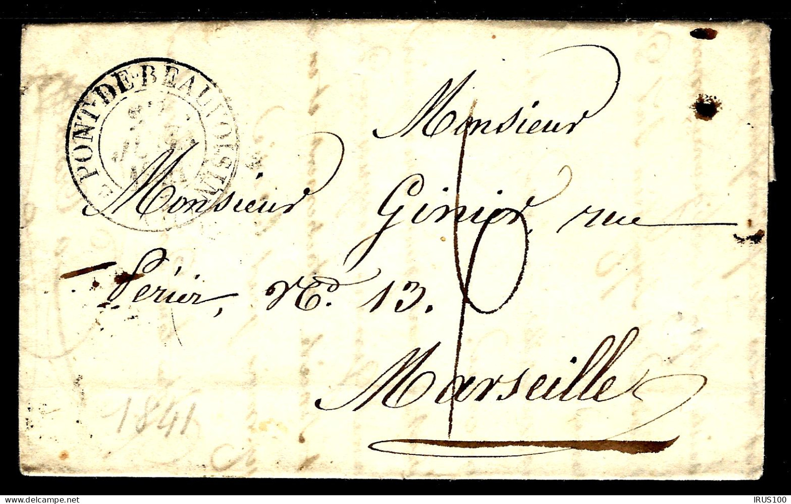 LETRRE DE PONT DE BEAUVOISIN - 1841 - POUR MARSEILLE - TAXE -  - 1801-1848: Precursors XIX