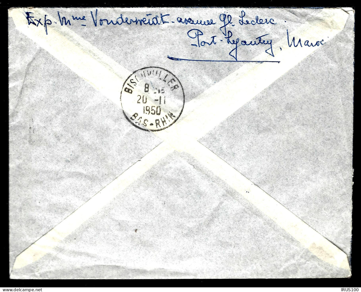 RECOMMANDÉ - 1950 - MAROC / PORT-LYAUTEY /  POSTE AÉRIENNE - POUR BISCHWILLER -  - Storia Postale