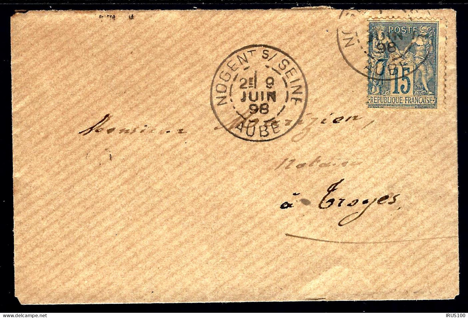 AUBE - LETTRE DE NOGENT S/SEINE - 1898 -  POUR TROYES - 1876-1898 Sage (Type II)