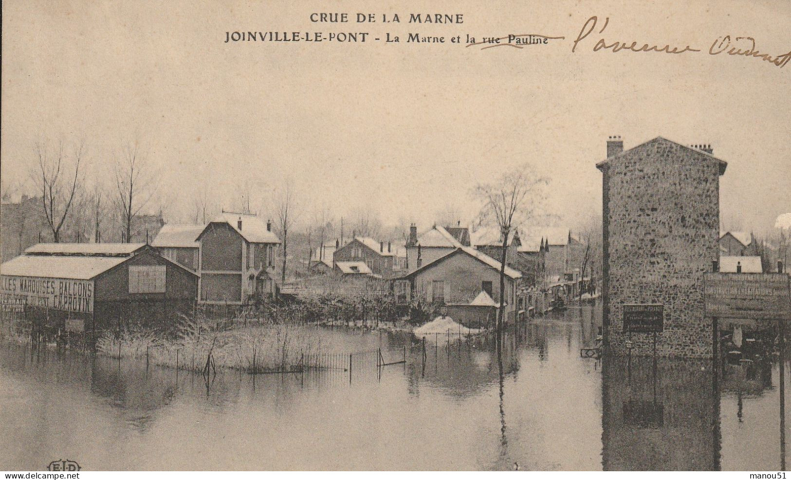 JOINVILLE LE PONT - Inondations 1910 - La Marne Et La Rue Pauline - Joinville Le Pont