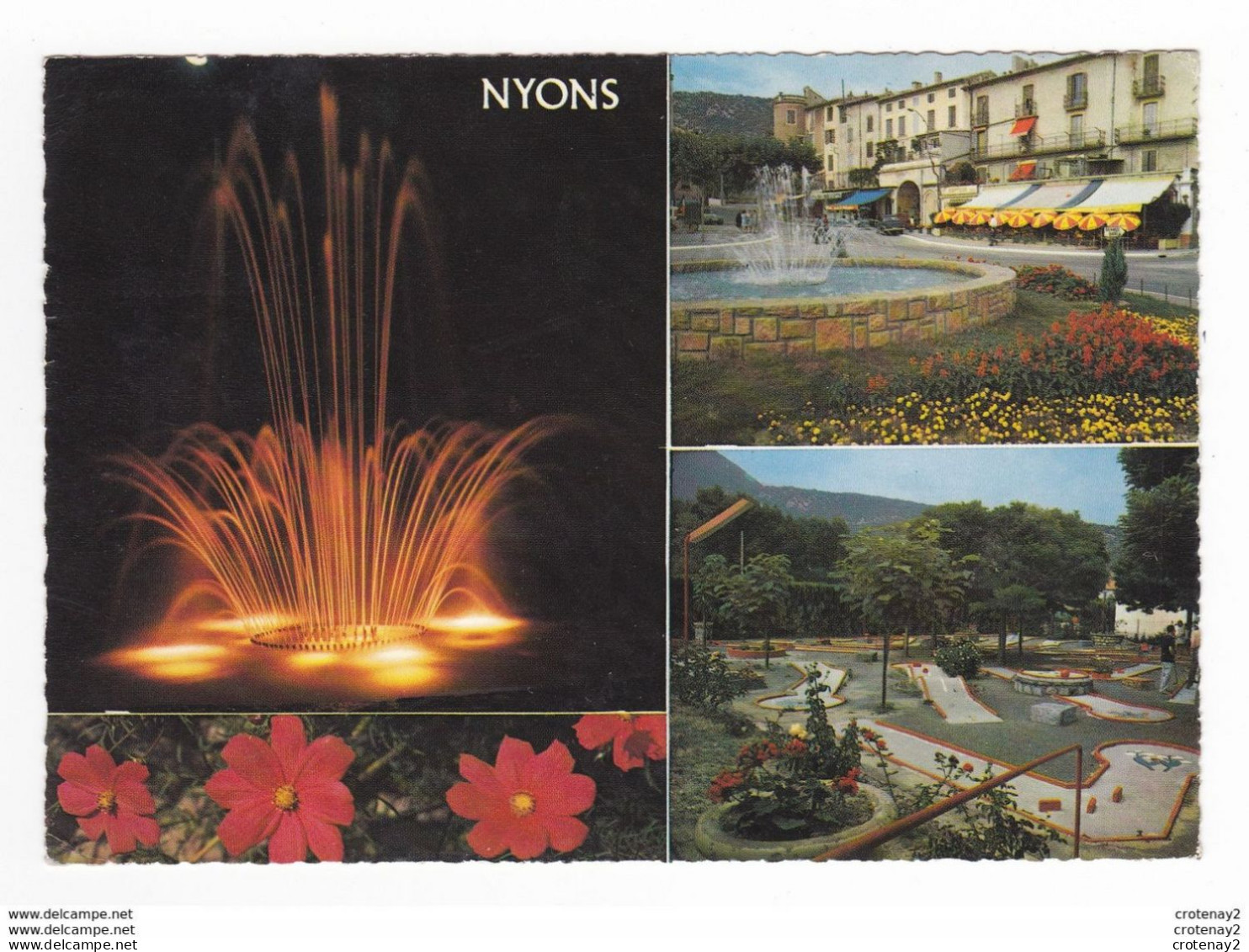 26 NYONS N°269 La Fontaine Du Rond Point Et Le Mini Golf Miniature VOIR Flamme En 1971 - Nyons