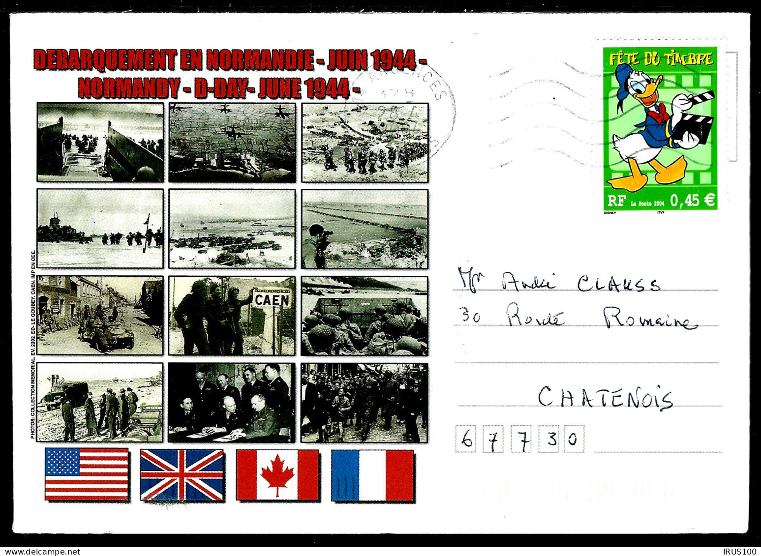 DÉBARQUEMENT DE NORMANDIE - 1 LETTRE + 1 CARTE - Militaria