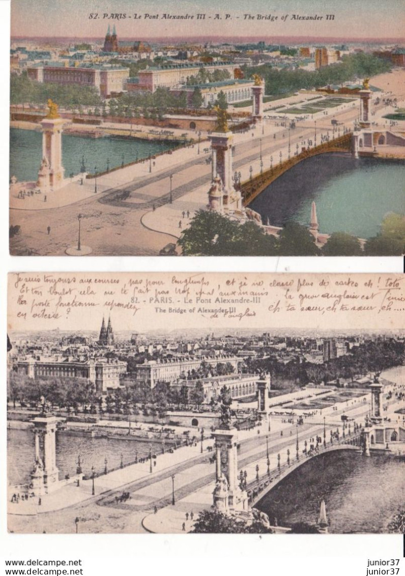 4 Cartes De Paris, Hôtel De Ville Et Pont D'Arcole,  Panorama , Pont Alexandre III, - Ponts