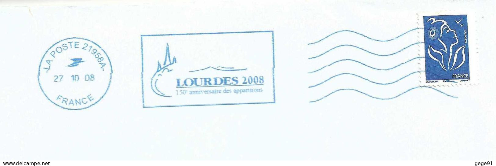 Oblitération Neopost Ijo85 De Lourdes - 150 Ans Des Apparitions - Enveloppe Réduite 220x110 - Mechanical Postmarks (Advertisement)