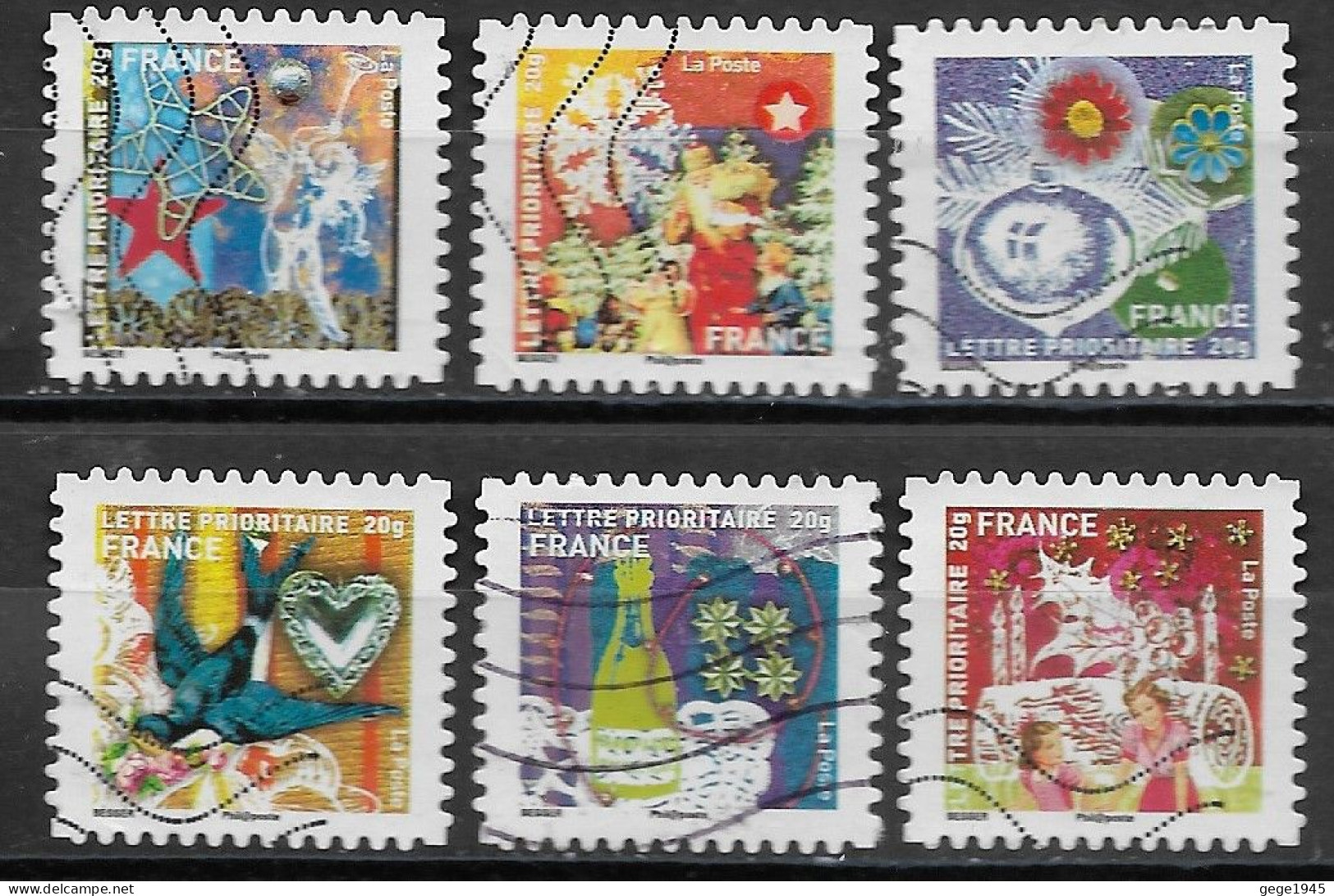 France 2010 Oblitéré Autoadhésif  N°493 - 494 - 495 - 499 - 501 - 504   "  Meilleurs Voeux  " - Used Stamps