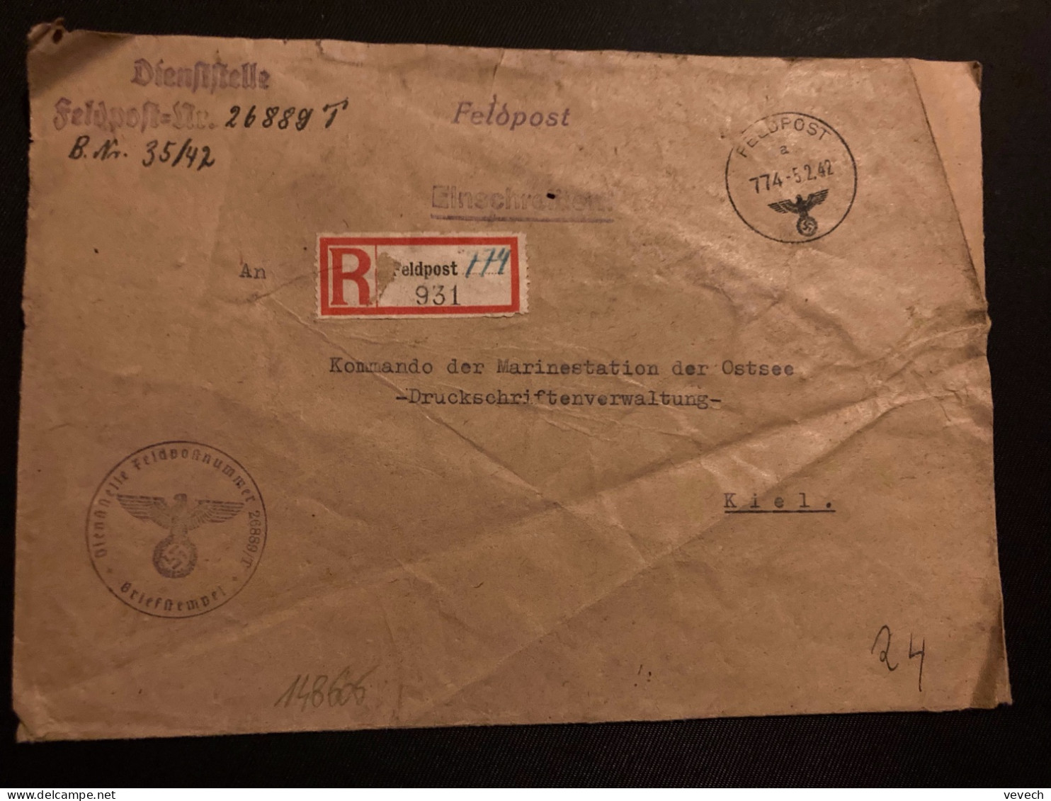 LR FELDPOSTNUMMER 26889 T OBL.5 2 42 FELDPOST - Covers & Documents