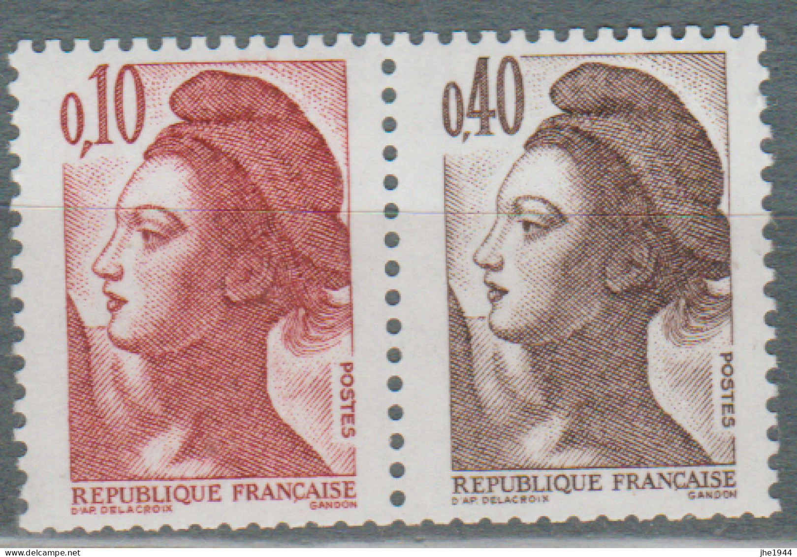 France N° 2179a La Paire Liberté De Delacroix ** - Unused Stamps