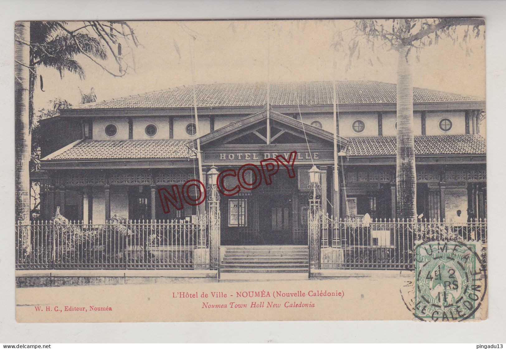 Fixe L'hôtel De Ville Nouméa Belle Oblitération Nouvelle Calédonie 2 Mars 1911 - Nieuw-Caledonië