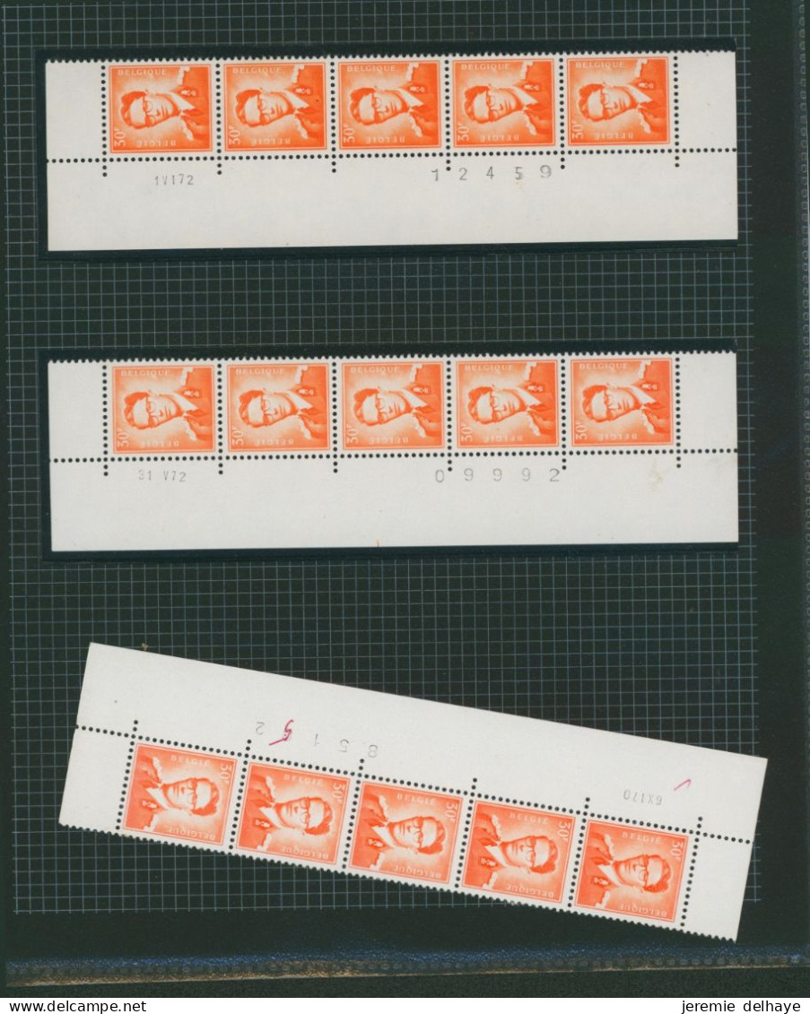 Baudouin à Lunettes - Page De Collection : N°1074** : N° De Planche De 1 à 4, Coin Daté (1970/72 X4) + Lettre - 1953-1972 Anteojos